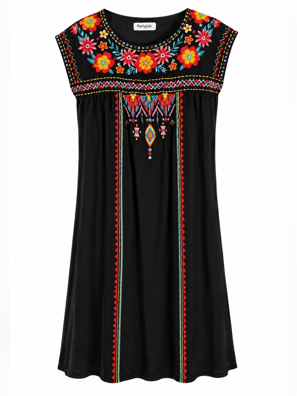 Impressions Coastal Service Embroidered Dress Black size Large